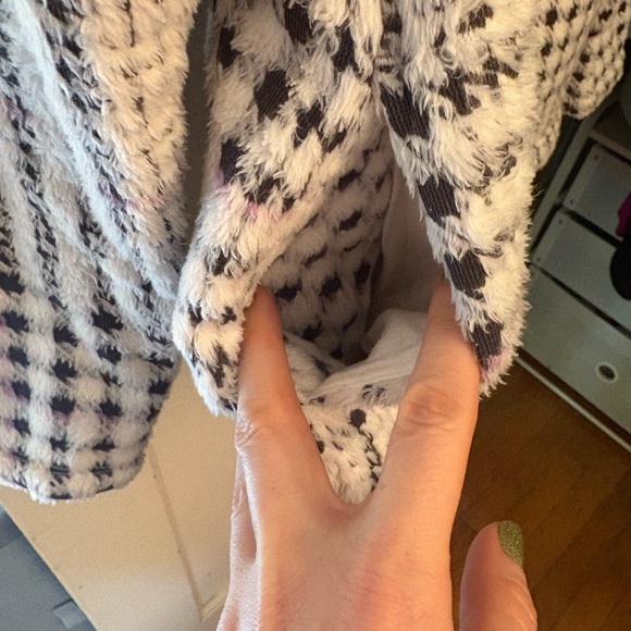 LOFT Checkered Cowl Neck Sweater - Black, White, and Pink - Picture 3 of 6